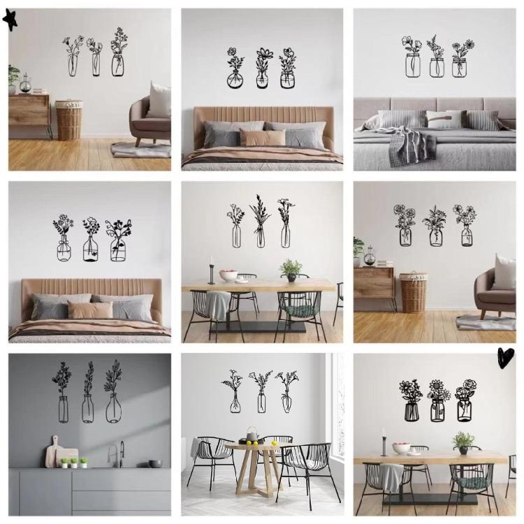 Metal Flower Vase Wall Decorations, Metal Flower Vase Wall Arts Sign Metal Decorations