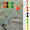 New Stainless Steel Outdoor Ground Nail with Spring Buckle Carabiner Clips Multicolors Tent Wind Rope Camping Deck Pegs