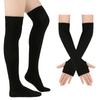 Women's Halloween Striped Over-the-Knee Socks and Gloves Set, Colorful Matching Party Costume Accessories