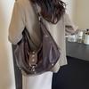 Retro Texture Casual Large Capacity Shoulder Bag Tote Bag Soft Leather Lazy Style Versatile Commuter Bag Women'S