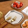 Koreanisches Dessert Gebäckteller Quadratische Saucen-Dip-Schale Edelstahl Achteckige Schale Snack