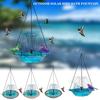 Solar Cascade Fountain Birdbath Solar Powered Fountain Bird Bath Hanging Glass Bowl Birdbath Attracts Wild Birds Hummingbirds for Outdoor Garden Yard