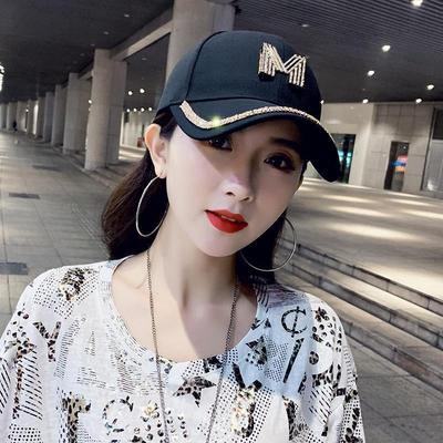 Spring and Autumn Hat Women's Baseball Cap Premium Diamond Inlaid Letter Face Small Peaked Cap Casual Versatile Trend