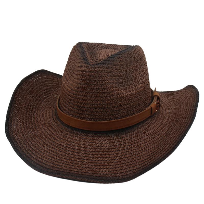 Шляпа Летняя Пляжная Соломенная Шляпа Мужская Этническая Дышащая Полосатая Шляпа Западного Ковбоя One-size-fits-all straw hat [gradient]