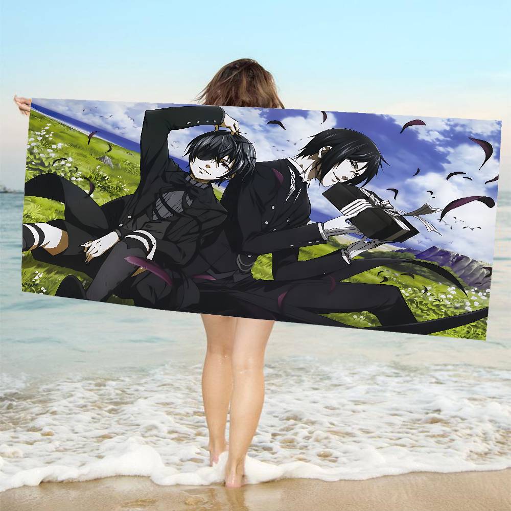 Manga Series Black Butlers Anime Beach Swimming Towel Soft Absorbent Washcloth Children's Gifts for Kids Travel Camping Gym