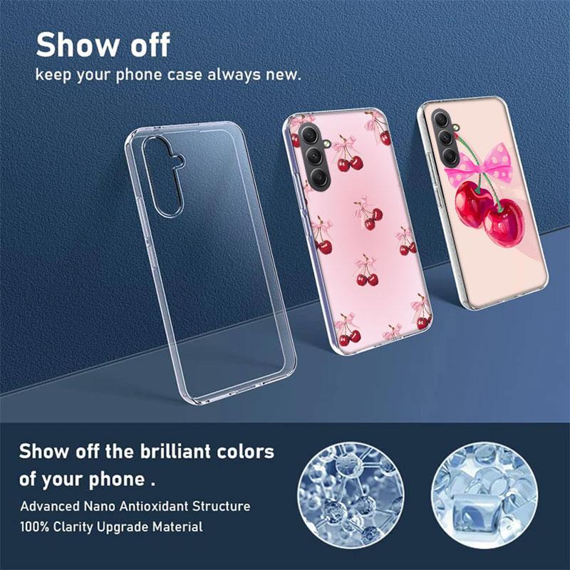 Cherry Bow Phone Case for Samsung A16 A26 A36 A56 A17 A37 A57 A07 A06 A02S A03 A04S A05S Galaxy Note 20 10 A50S A71 A51 A31 A30