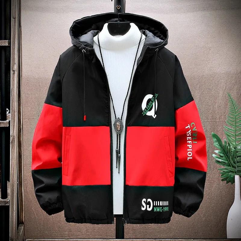

Men s Spring/Fall Korean-Style Workwear Jacket Youth Student Casual Lightweight Hooded Jacket 4XL