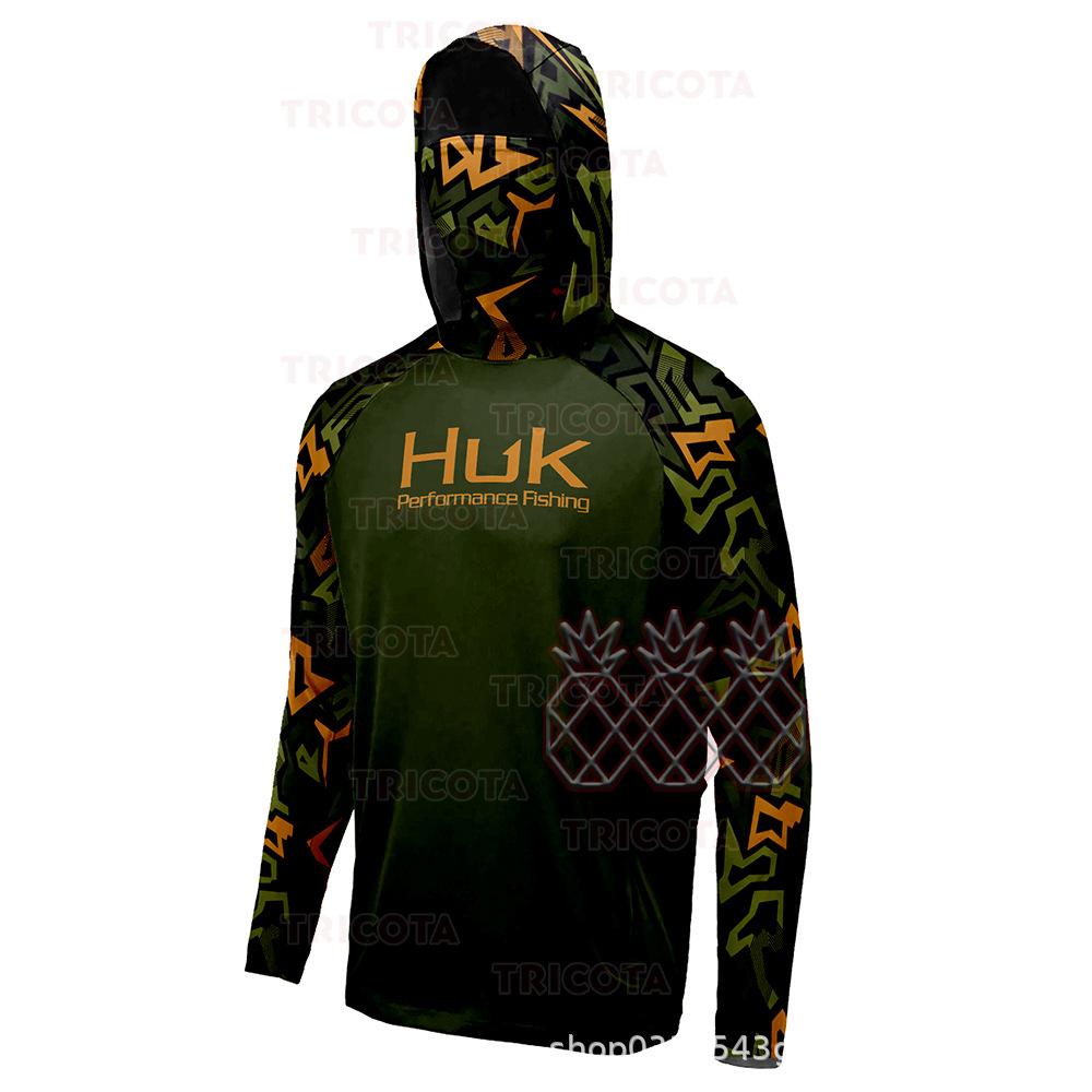 Hooded face towel integrated fishing suit summer long-sleeved sunscreen suit quick-drying breathable luya fishing suit