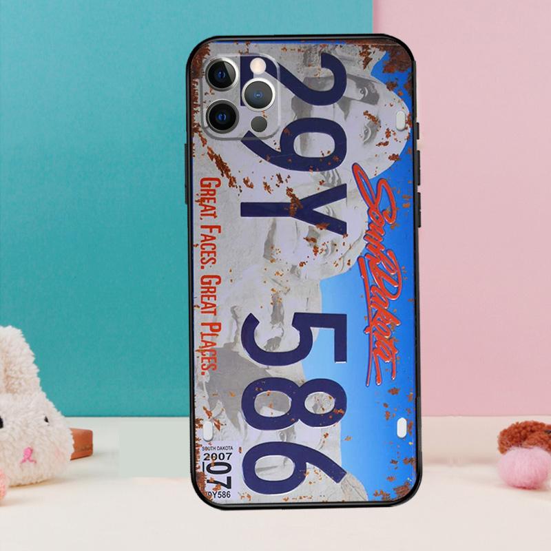 

Retro Funny License Plate Phone Case For iPhone 17 Air 16 14 13 12 11 15 Pro Max 12 13 mini 15 16 Plus 16e Cover Coque iPhone 12 mini