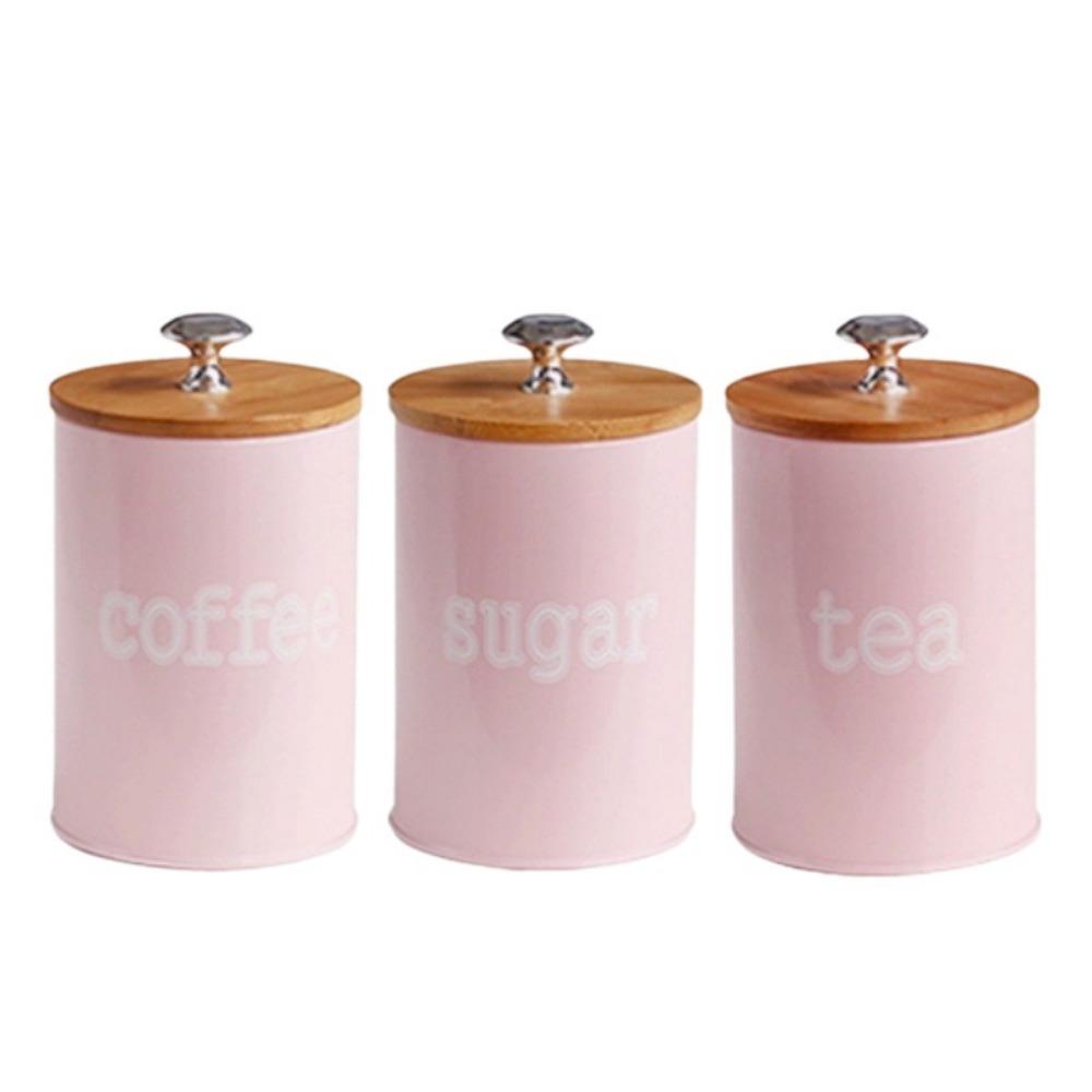 3pcs/set Large Capacity Sugar Container Moisture-proof Tea Storage Jar Living Room