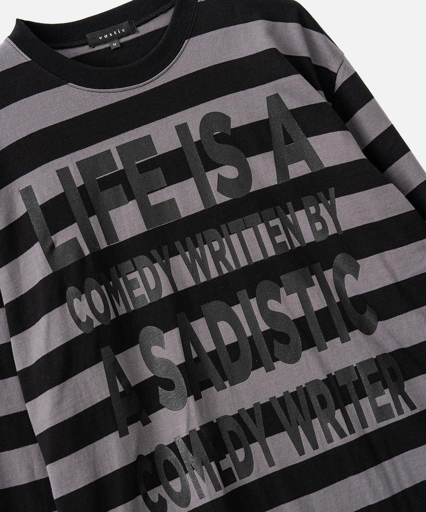 VASTIC Text Stripe Long Sleeve_Black/Charcoal
