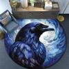 Blue Raven Round Area Rug,Carpet Rug for Living Room Bedroom Sofa Playroom Decor,Non-slip Floor Mat