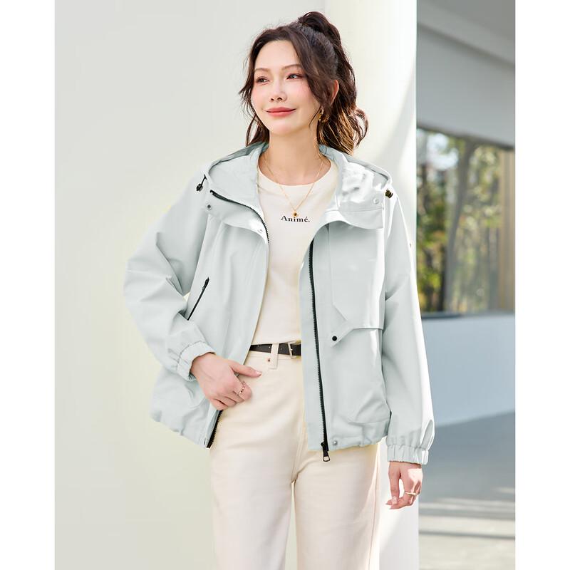 TERRE BLEUE Women's Hooded Windbreaker Jacket