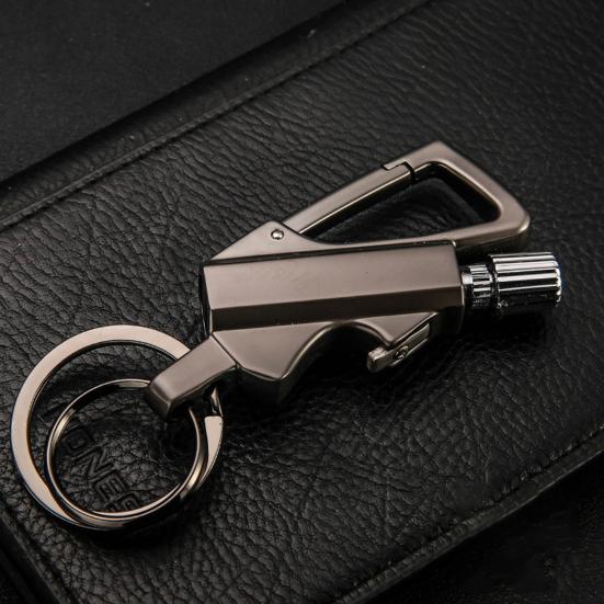 Multifunctional Portable Permanent Metal Keychain Lighter with Bottle Opener