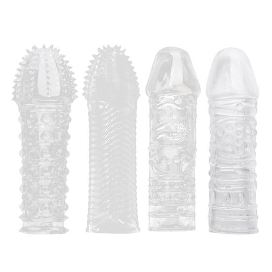 Textured Silicone Delay Sleeve with Studded Surface Male Enhancement Endurance Trainer with Anal Stimulation Reusable Discreet Adult Toy