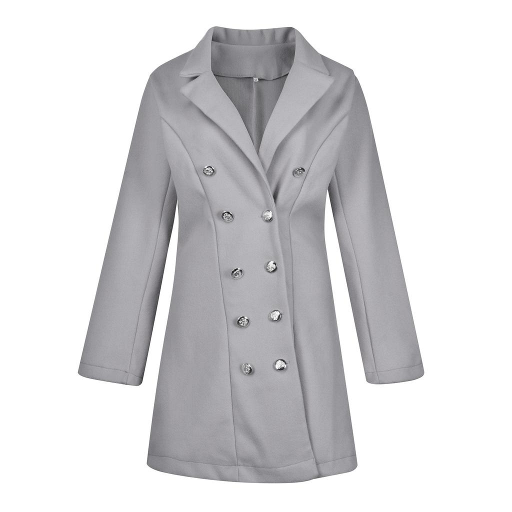 Women's And Winter Long-Sleeved Suit Collar Double-Breasted Neko Jacket