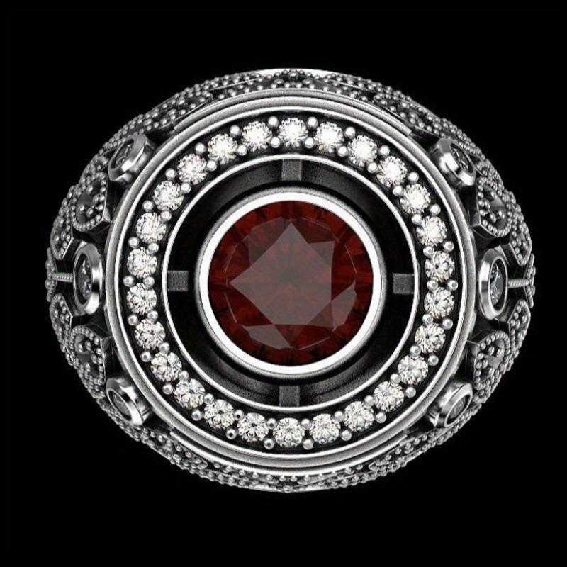 Accessories1pc Fashion Ring, Red Synthetic Zircon Inlay, Simple Style, Multifunctional Ring Jewelry