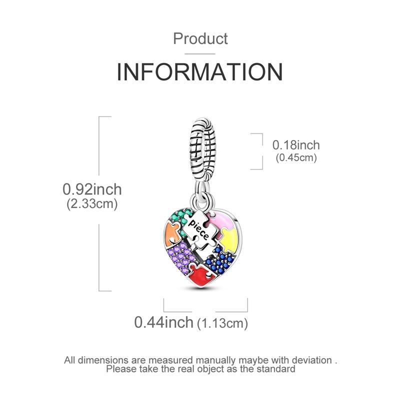 Fit Original Bracelet Copper Colorful Puzzle Pendant Charms Beads For Women Jewelry Making Gift