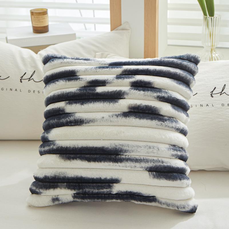 PV Plush Bedside Cushion Soft Bag Geometric Striped Square Sofa Back Cushion