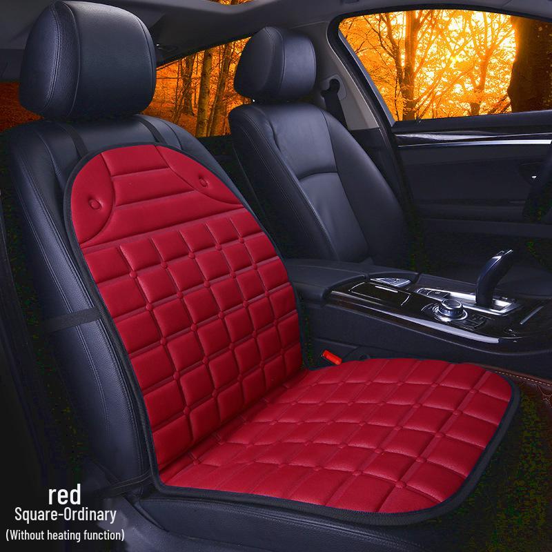 Plaid Heated Car Seat Cushion for All Seasons - Single Seat Interior Accessory.