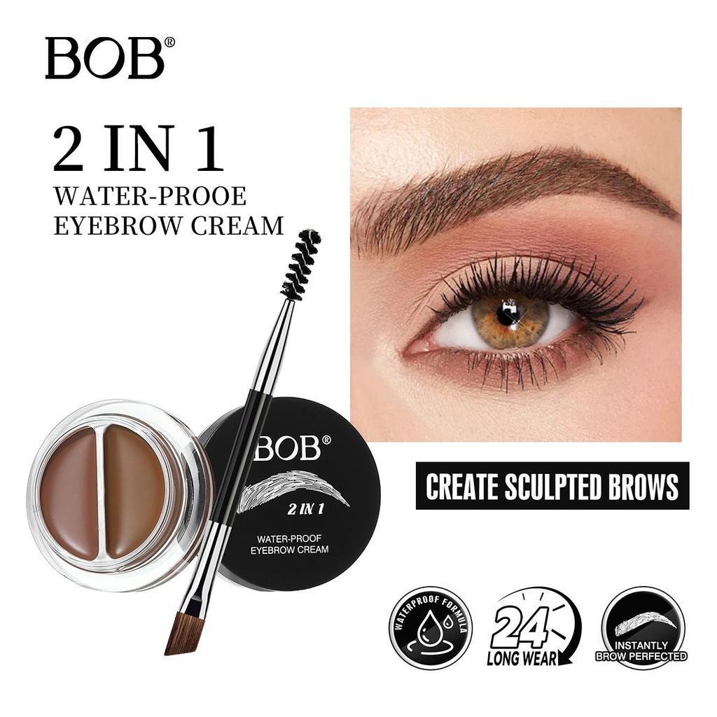 BOB two-color velvet mist eyebrow paste waterproof, sweat-proof, dizziness-proof, long-lasting and non-makeup-off natural three-dimensional