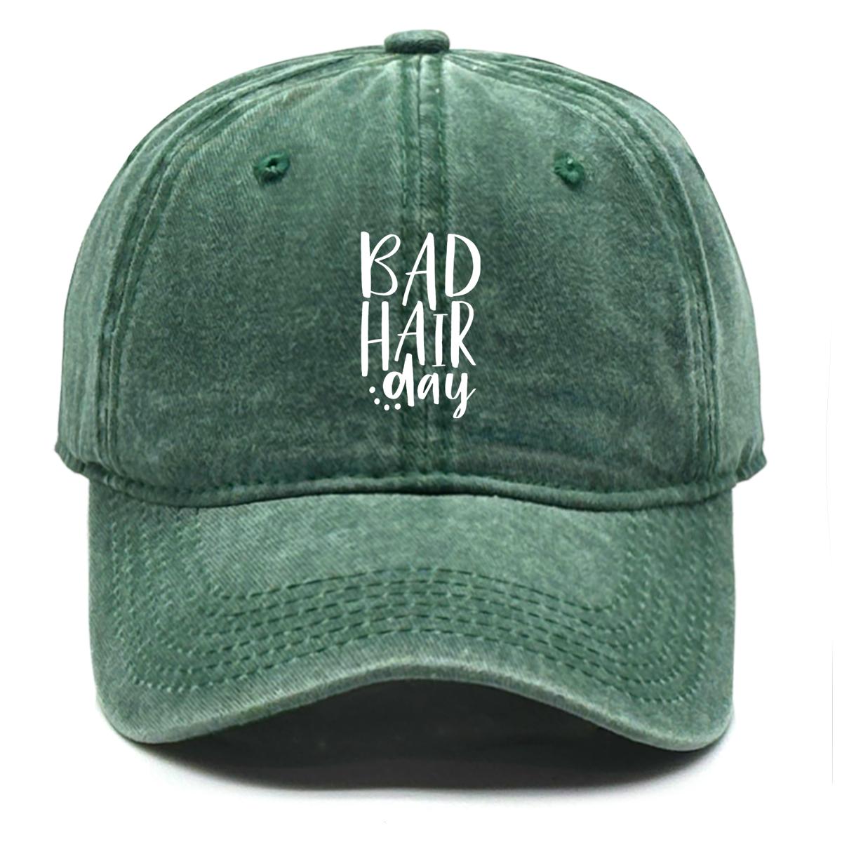 

BAD HAIR Day Print Adjustable Caps Gorra Hombre Retro Washed Cotton Snapback Sun Hat Ideal Choice For Hiking One Size Fits All зелений