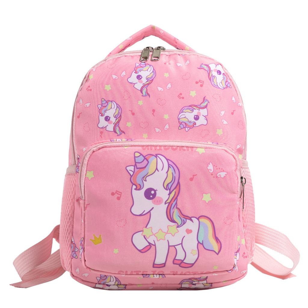 Unicorn Cartoon Printed Backpack Nylon Construction Suitable For Children Daily