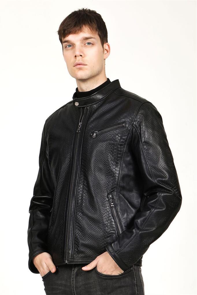 

Мужское пальто из натуральной кожи Slim Fit Sport Cut BRIG Model CROCO