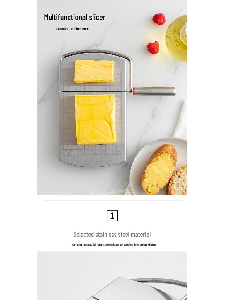 Stainless Steel Kitchen Tool: Cheese Slicer & Ham Butter Cutter with Scale