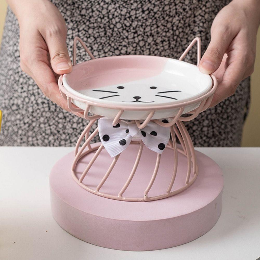 Pet Feeding Bowl With Stand Ceramic Cat Bowl Non-Slip Cartoon Dog Water Bowl Large Capacity Cat Food Bowl for Cats and Dogs