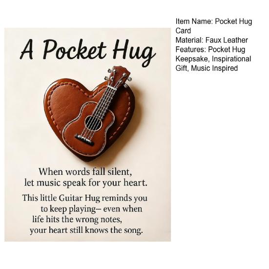 Srdce Kytara Kapesní Objetí Ručně Vyráběná Mini Kytara s Inspirativní Kartičkou Kapesní Objetí Srdce Kytara Památeční Dárek pro Hudebníky Kytaristy Milovníky Hudby