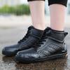 Fashion New Waterproof Shoes Men Black High Top Ankle Boots for Rain Casual Flat Rainboots for Men Fashion Rubber Rain Boots Size 39-44
