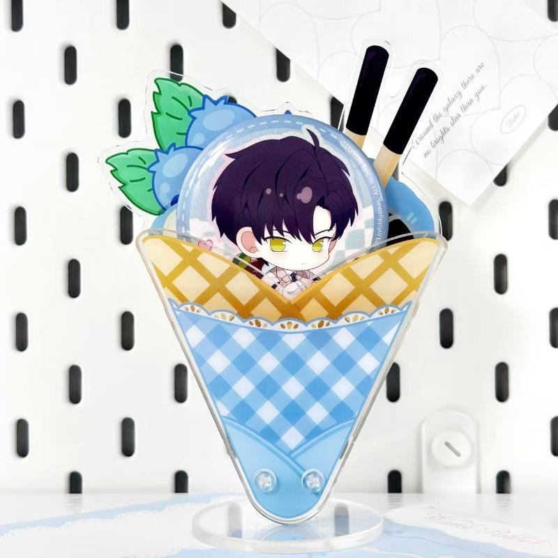 Kawaii Crepes Acrylic Pins Ornaments for 58mm 65mm 75mm Anime Badges Japan Style Blueberry Crepes Shaped Figurines Wholesales