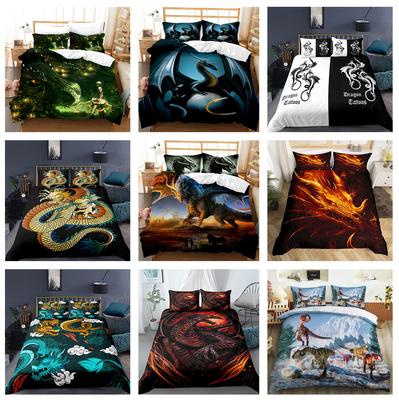 3D Dragon Series Home Bedding Set Beast Personalized Print Quilt Cover and Pillow Case 2/3 Pieces DE200 * 200 Men's Room Full Size Home Decoration