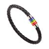 New Gay Pride Rainbow Leather Bracelets For Women Men Black Brown Genuine Leather Bangle Magnetic Clasp LGBT Fashion Jewelry