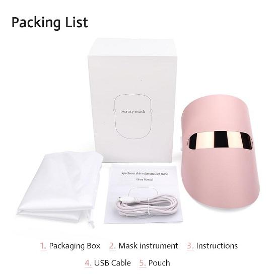 LED Face Mask Light Therapy 3 Color Settings Aging Red Light Skin Rejuvenation Wrinkle Reduction  Soft Lightweight  Portable Plug-In Model