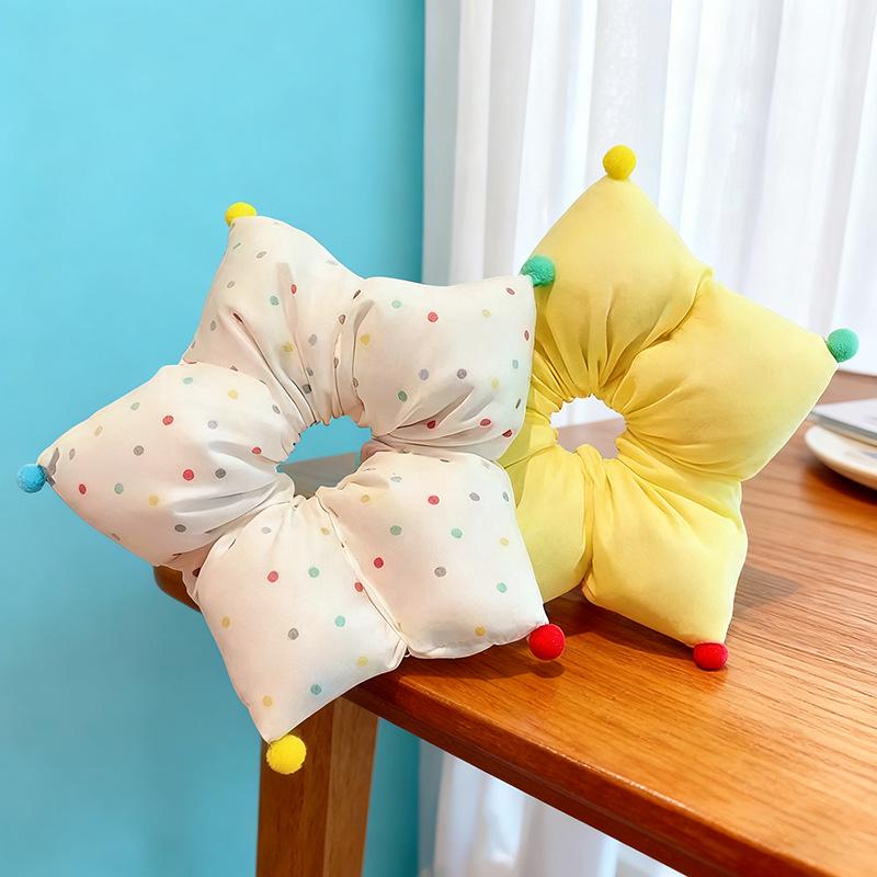 Polka Dot Star Sponge Scrunchie Hair Tie for Women