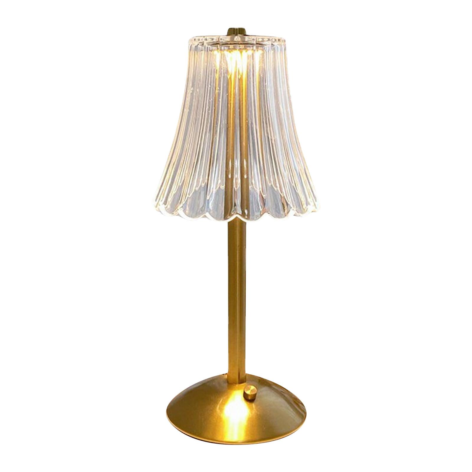 

Настольная лампа, спальня, прикроватная лампа, Интернет Instagram, лампа для девочек, светодиодный плиссированный декоративный ночник в стиле ретро золотой