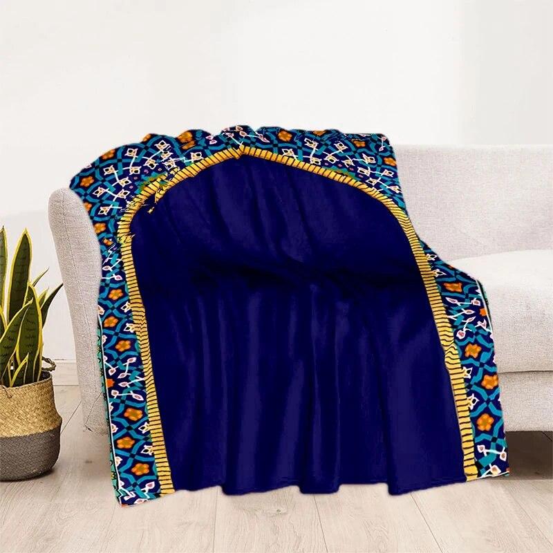 Müslüman Namaz HD Yumuşak Peluş Yatak Atma Karikatür Piknik Ince Battaniye Modern Flanel Battaniye Kapak Gedruckt Bettdecke Geschenk