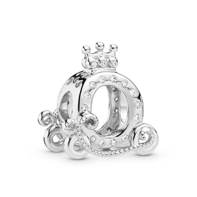 New Zircon Crown Pendant Bead Safety Chain Fit Original Fashion Charms Silver Color Bracelet Women Girl Jewelry Custom