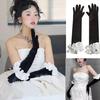 Elegant Fingerless Gloves Ruffle French Unique Outfits Long Gloves for Flapper Bride Wedding Dancing Accessories