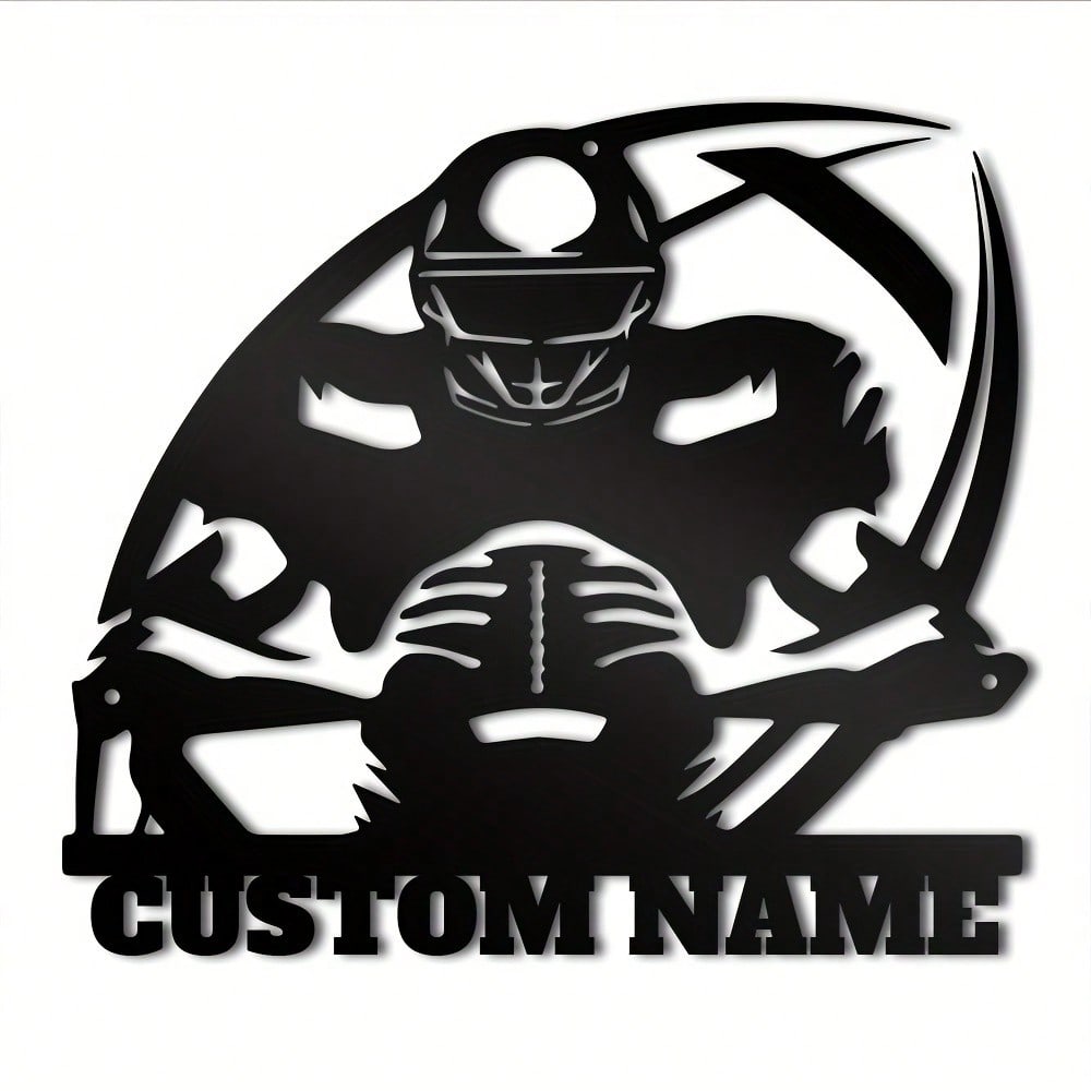 Custom American Football Metal Wall Art Sign Wrought Iron Decor Personalized Name Plate For Home Office