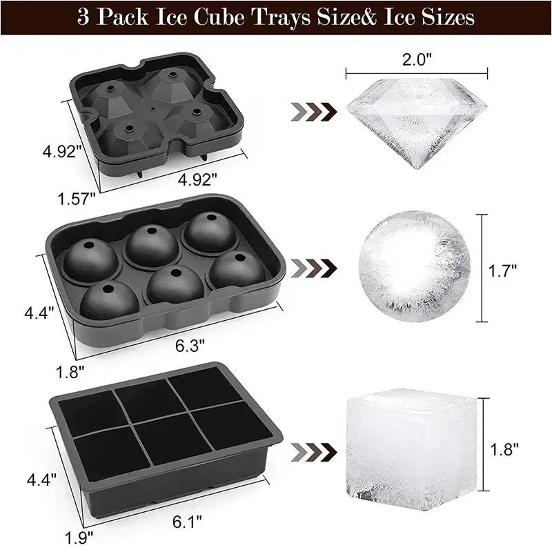 1pc Ice Cube Trays Silicone Ice Cube Molds for Freezer with Lid Reusable Whiskey Ice Mold Ball Diamond Ice Mold Fun Ice Mold