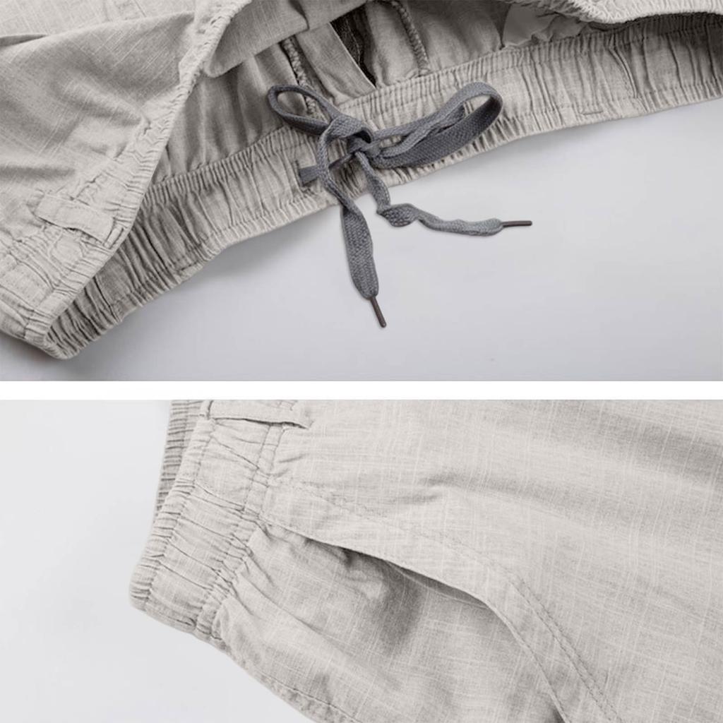 Men's Lightweight Casual Linen Pants High Straight Leg Loose Fit for Summer