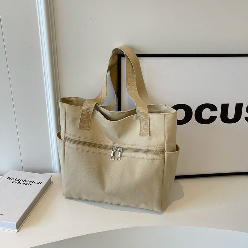 Stylish Street Fashion Large Capacity Canvas Tote Bag For Women With Inner Pocket