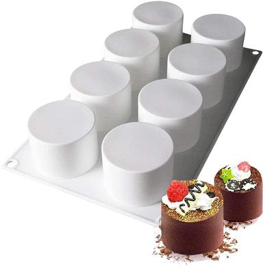 Molde de Mousse DIY 8 Cavidades Cilíndrico Molde de Cupcake Silicone Molde de Vela de Aromaterapia Decorativo Acessórios de Cozinha para Assar