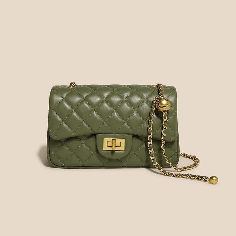 Hot-selling Leather Bags Women's Head Layer Cowhide Style Rhombus Chain High-end Armpit Single-shoulder Crossbody
