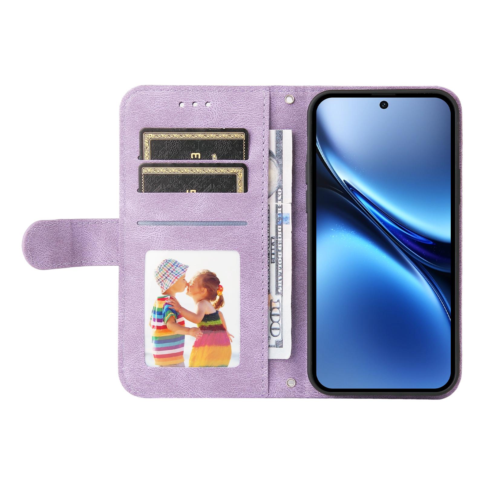 

For vivo X200 5G Leather Wallet Cases Skin Touch Phone Cover Stand with Strap Purple