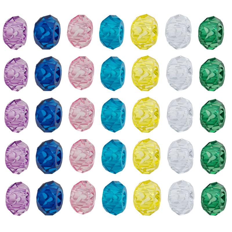 Contas de furo grande criativas 7x13mm Seção multicolorida transparente 10 peças DIY Material de acessório para contas Contas de cristal