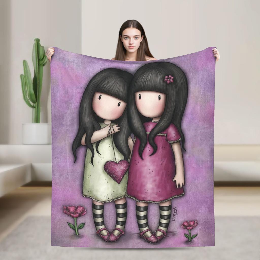 Cute S-Santorod Girl Cartoon Wool Blankets  Custom Throw Blanket for  Sofa Bedding Lounge 200x150cm Bedspreads